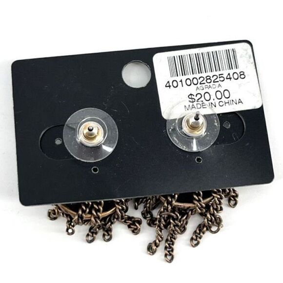 NWT Chico’s Fringe rhinestone earrings bronze 1.25” drop - Picture 3 of 3